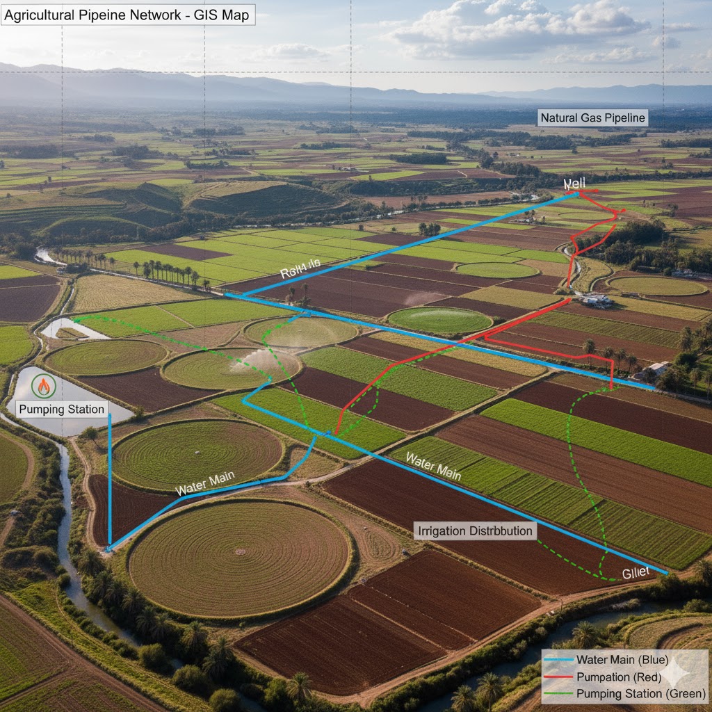 GIS pipeline network map