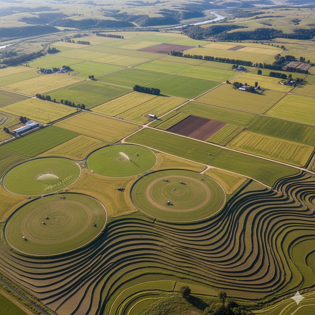 Aerial view of Canadian agricultural land